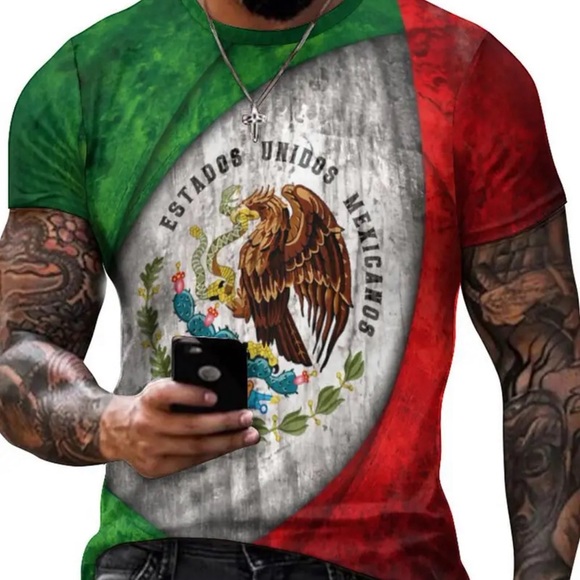 Men's Graphic T-shirt with 3D Digital Printing Inspired by Mexican Elements, Com - Picture 3 of 7
